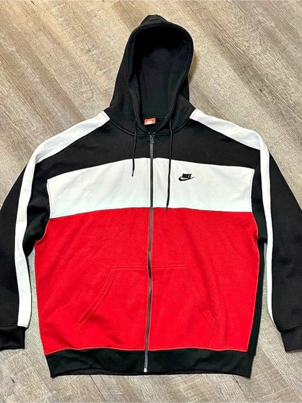 Nike Colorblock Hoodie 4XL Big & tall Full Zip Sweatshirt Fleece XXXX-Large